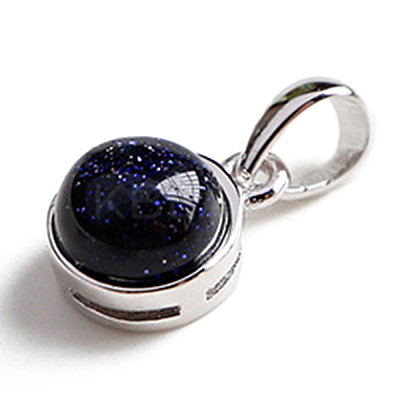 Synthetic Blue Goldstone Half Round Charms G-NH0001-12C-1
