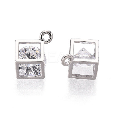Brass Micro Pave Cubic Zirconia Charms KK-N264-02B-P-1