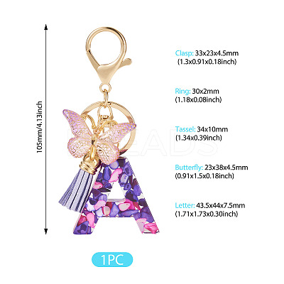 Resin Butterfly Pendant Keychains KEYC-TAC0034-03A-1