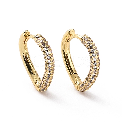 Clear Cubic Zirconia Teardrop Hinged Hoop Earrings EJEW-P206-12G-1