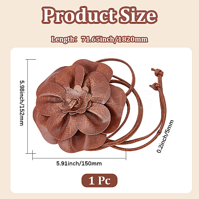 PU Leather Flower Knot Tie Waist Belts AJEW-GF0014-11A-1