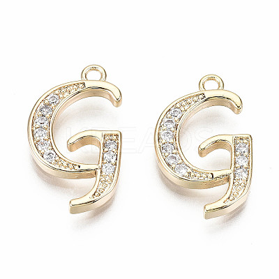 Brass Micro Pave Clear Cubic Zirconia Pendants X-KK-S360-053G-NF-1