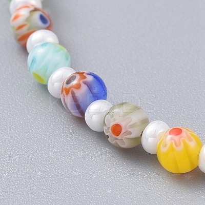 Millefiori Glass Beaded Bracelets BJEW-JB04643-1