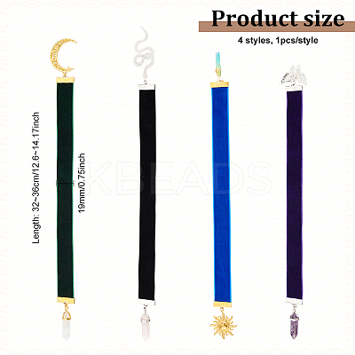 Velvet Bookmarks with Snake/Sun/Butterfly/Moon Charm AJEW-FG0002-62-1