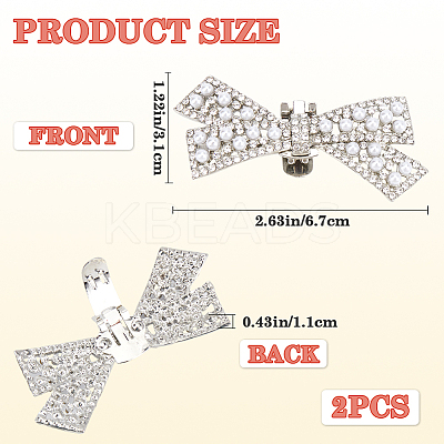 2Pcs Bowknot Alloy Rhinestone Shoe Decorations FIND-CP0002-26A-1