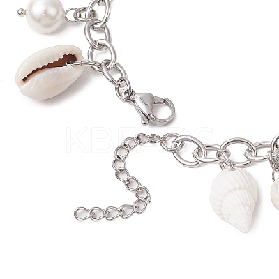 304 Stainless Steel Cable Chains Charm Bracelets BJEW-TA00585-1