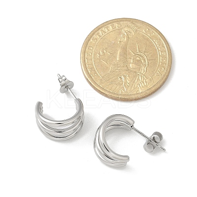 304 Stainless Steel Triple C-Shaped Stud Earrings for Women EJEW-C096-68P-01-1