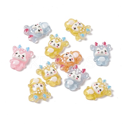 Christmas Reindeer Transparent Resin Cabochons RESI-G041-B03-1