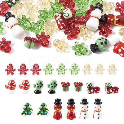 44pcs 10 style Christmas Handmade Lampwork Beads LAMP-TA0001-16-1