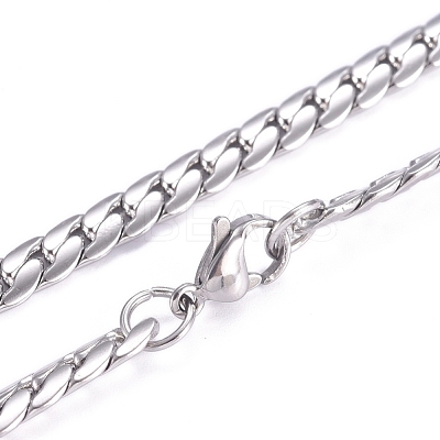 Non-Tarnish Men's 201 Stainless Steel Cuban Link Chain Necklaces NJEW-G340-15P-1