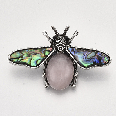 Natural Rose Quartz Brooches/Pendants G-S353-08M-1