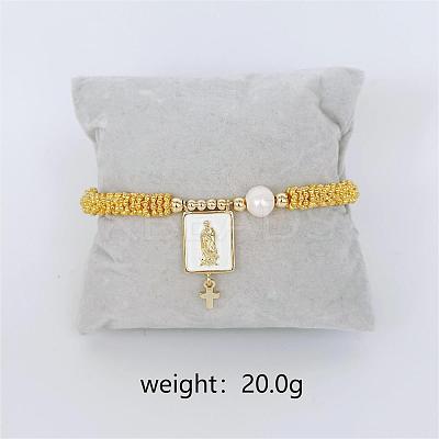 Bohemian Style Brass Rectangle Charm Bracelets FS-WG04134-03-1