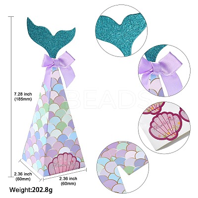 20Pcs 4 Colors Mermaid Tail Shape Candboard Box CON-CJ0001-22-1
