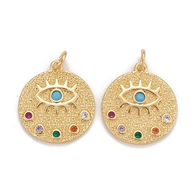 Brass Micro Pave Colorful Cubic Zirconia Pendants KK-Z023-10G-1