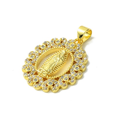 Real 18K Gold Plated Brass Micro Pave Cubic Zirconia Pendants KK-H472-33G-01-1
