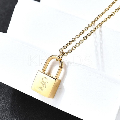 304 Stainless Steel Rolo Chain Pendant Necklaces NJEW-S444-01G-19-1