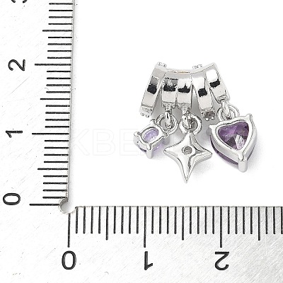 Brass Micro Pave Cubic Zirconia Beads KK-D357-20P-1