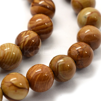 Natural Wood Lace Stone Wooden Jasper Beads Strands X-G-G763-05-4mm-1