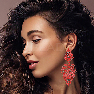 4 Pairs 4 Colors Alloy Dangle Stud Earrings for Women EJEW-AN0003-92-1