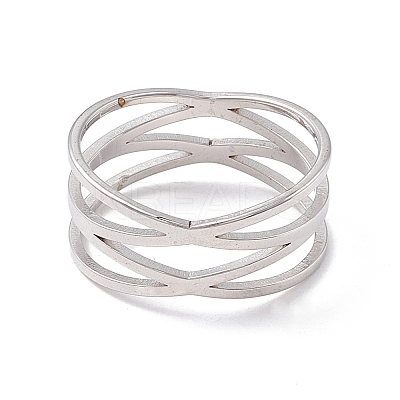 Non-Tarnish Criss Cross 304 Stainless Steel Finger Ring for Women  LS-RJEW-B035-03P-1