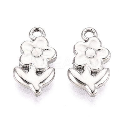 304 Stainless Steel Flower Pendants STAS-T069-30P-1