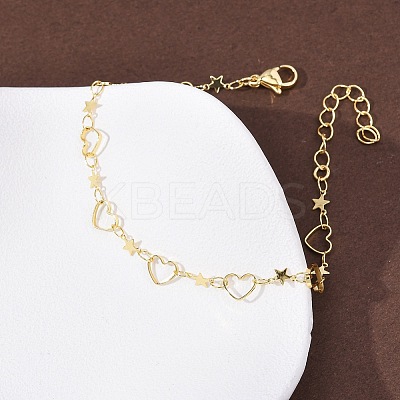 Brass Link Chain Bracelets for Women BJEW-C140-11G-1