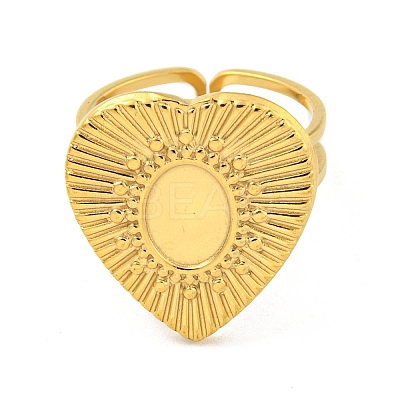 Ion Plating(IP) 304 Stainless Steel Open Cuff Pad Ring Cabochon Settings RJEW-K245-90G-1