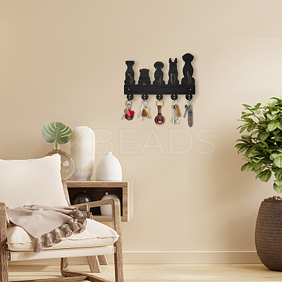Wood & Iron Wall Mounted Hangers HJEW-WH0055-037-1