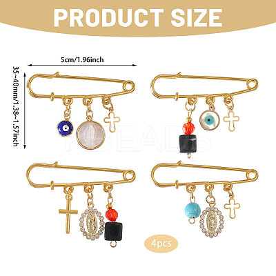 4Pcs 4 Styles Steel Heavy Duty Safety Pins JEWB-CA00008-1
