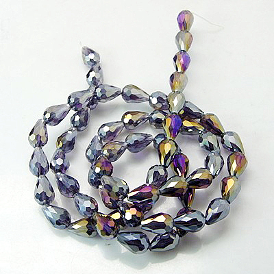 Electroplate Glass Beads Strands EGLA-D015-12x8mm-07-1