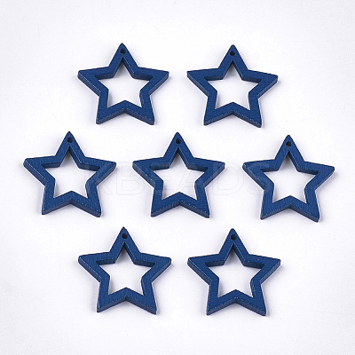 Painted Poplar Wood Pendants WOOD-T021-10E-1