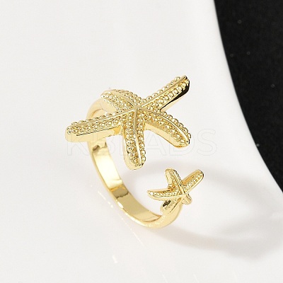 Brass Open Cuff Rings for Women RJEW-R032-05G-1