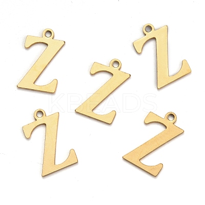 Ion Plating(IP) 304 Stainless Steel Alphabet Charms STAS-H122-Z-G-1