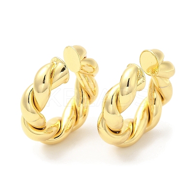 Rack Plating Brass Twist Rope Cuff Earrings for Women EJEW-D059-09G-1