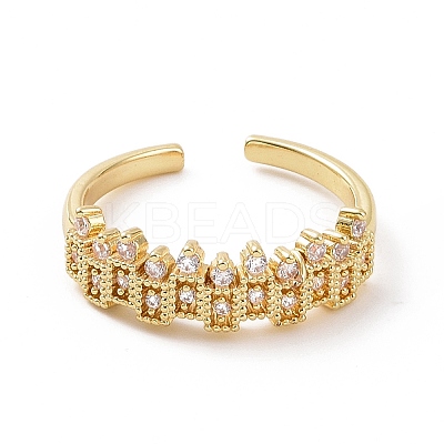 Clear Cubic Zirconia Rectangle Open Cuff Ring RJEW-G283-09G-1