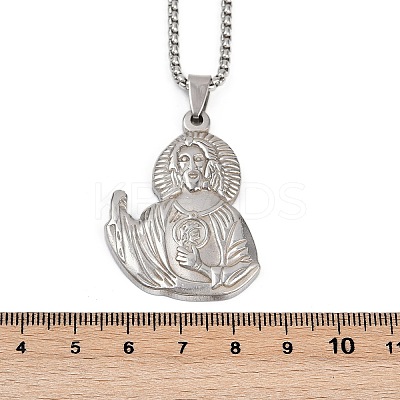 201 Stainless Steel Saint Jude Pendant Necklaces for Men Women LS-NJEW-K283-16P-1