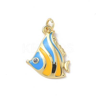 Sea Animals Brass Enamel Pendants KK-B155-02A-03G-1
