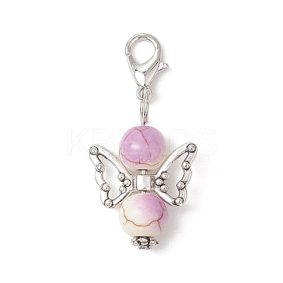 30Pcs 6 Colors Synthetic Turquoise Angel Pendant Decoration HJEW-JM02812-1