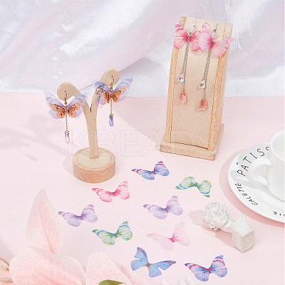 180Pcs 9 Style Two Tone Polyester Fabric Wings Crafts Decoration FIND-SC0004-18-1