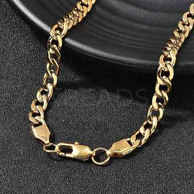 6MM 304 Stainless Steel Cuban Link Chain Necklaces for Women Men NJEW-B134-01A-G-1