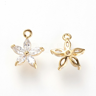 Brass Cubic Zirconia Charms X-KK-Q669-28G-1