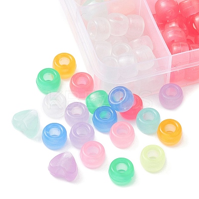 200Pcs 10 Colors Transparent & Luminous Plastic Beads KY-YW0001-50-1