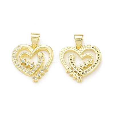 Rack Plating Brass Micro Pave Cubic Zirconia Pendants KK-C011-44G-1