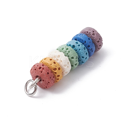 Natural Lava Rock Dyed Beaded Pendants PALLOY-JF02536-02-1