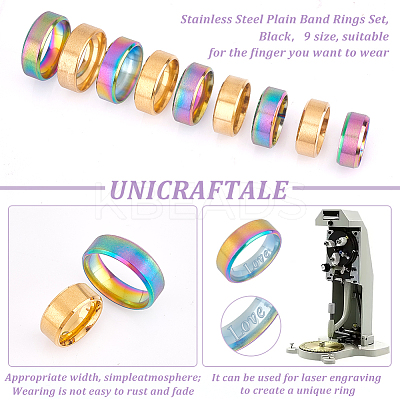 18Pcs 18 Styles Titanium & 201 Stainless Steel Plain Band Finger Rings for Women RJEW-UN0002-85-1
