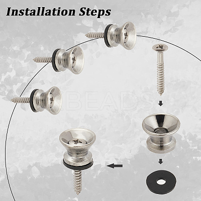 4 Sets Alloy Guitar Strap Button Tail Nails for Acoustic and Folk Instruments FIND-CN0002-19-1