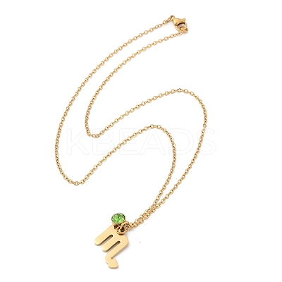 304 Stainless Steel Glass Drill Birth Stone Constellation Pendant Necklaces LS-STAS-D305-08G-H-1