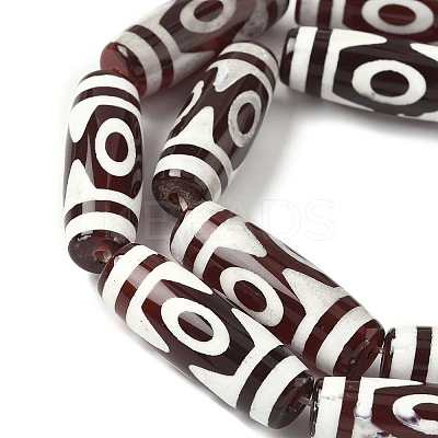 Rice Shape Tibetan Style dZi Beads Strands G-A269-A19-01-1