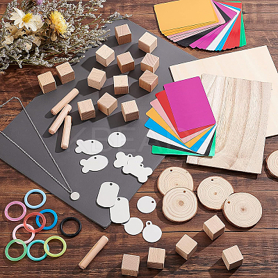 DIY Sublimation Blank Geometry Pet Tag Pendant Necklace Making Findings Kit DIY-BC0005-31-1