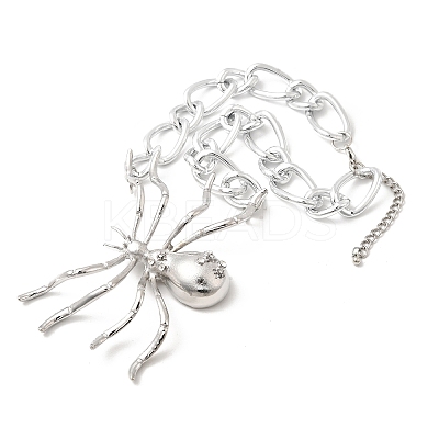 Alloy Crystal Rhinestone Halloween Spider Pendant Figaro Chain Necklaces JEWB-P337-01P-1